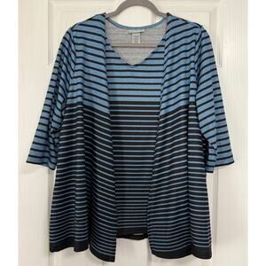 Catherines Women's Blue Striped Knit Top Size 0XWP